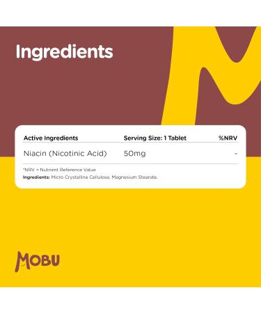 Niacin 50mg 120 Tablets | Vitamin B3 Flush Formula | Vegan UK Made | GMP Approved | MOBU - Buy Online on GoSupps.com