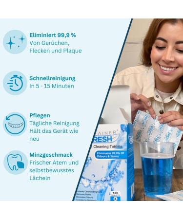 Retainer Cleaning Tablets - 120 Count for 4 Months Supply - Stain-Free & Fresh Brite - Cleaner for Retainer, Mouth Guard, Dentures, Aligners - Buy Online on GoSupps.com