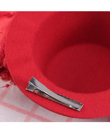 FRCOLOR Top Hat Hair Clip Feather Flower Decor Clips Fascinator Hat Veil Red Mini Top Hat for Tea Party Wedding Party - Buy Online on GoSupps.com