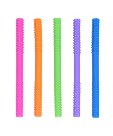 5PCS Baby Safe Hollow Teething Tube Easy Cleaning Baby Teething Tubes for Reduce Anxiety and Stress Soft Silicone Teething Tube for Babies 6-12 Months BPA Free (Type 1)