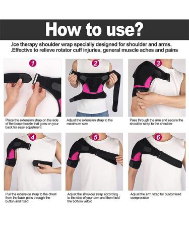Adjustable Shoulder Brace Support for Pain Relief | Rotator Cuff Recovery Sleeve - Pink Large - Buy Online on GoSupps.com