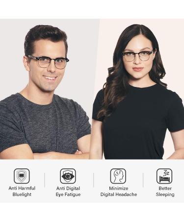 Cyxus Retro Semi Rimless Blue Light Glasses for Men & Women - Anti Eye Strain & Gaming - Stylish Black Silver Frame - Buy Online on GoSupps.com