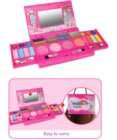 AUklOPVZZ Kids Cosmetic Kit With Mirror Shadow Washable Storage Box House Cosmetics Toy Household Travel Girls Birthday Gifts - Buy Online on GoSupps.com