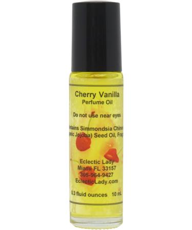 Cherry Vanilla Perfume Oil 0.3 Oz Portable Roll-On Fragrance with Long-Lasting Scent Delightful Essential Oils and Jojoba Oil For Daily Use 0.3 Fl Oz (Pack of 1)