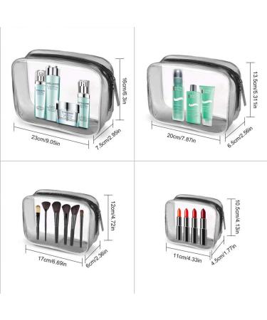 Meowoo Clear Cosmetic Bag Set - Waterproof PVC Toiletry Pouch for Travel & Bathroom Organizing (4 Pcs, Transparent) - Buy Online on GoSupps.com