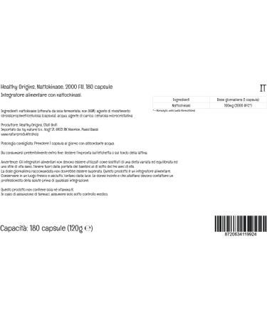 Healthy Origins Nattokinase 2000 FU 180 Vegan Capsules | Lab-Tested | Vegetarian | Soy-Free | Gluten-Free | Non-GMO - Buy Online on GoSupps.com