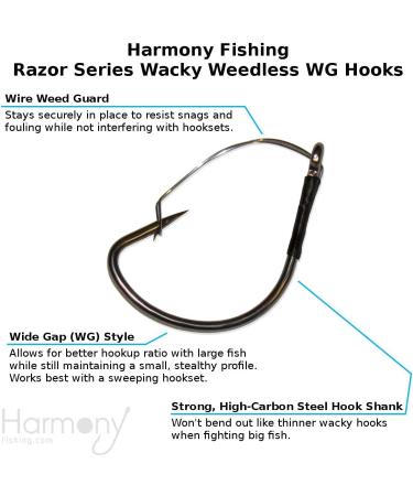 Harmony Fishing Razor Series Wacky Weedless WG Hooks Size 1 (10 Pack) - Buy Online on GoSupps.com