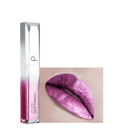 Matte Lipstick Mirror Pearl Effect Nude lip gloss metallic Light lipgloss shimmer Long-Lasting Waterproof Glitter Liquid Lipstick Lip Glaze(C 06)