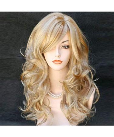 Kalyss Women's Long Curly Body Wavy Heat Resistant Blonde with Highlights Wig Synthetic Full Hair Wig for Women (Blonde with Highlights) 20 Inch (Pack of 1) blonde with Highlights