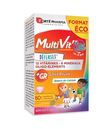 Forté Pharma - Multivit Kids | Food Supplement Form - Tonus - Ages 5+ - 12 Vitamins, 7 Minerals - Royal Jelly, Calcium, Vitamin C | 60 Chewable Tablets