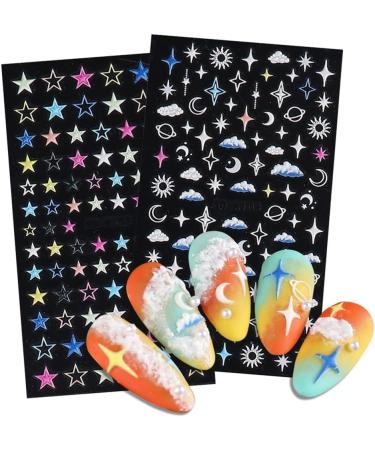 Decoration Love Heart Star Flowers Textured Decals Embossed White Cloud Nail Art Stickers 5D Engraved(5D-K109) - Buy Online on GoSupps.com