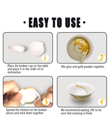 Kintsugi Repair Kit (Upgrade) - Gold Powder, Glue & Epoxy Putty - Starter Ceramic Kintsugi Craft Set - Buy Online on GoSupps.com