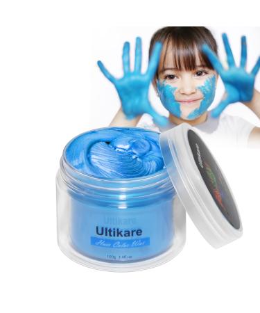 Temporary Hair Color for Kids  Ultikare Blue Hair Dye Natural Styling Wax Color Instant Mud Cream Gel 3.4 Fl Oz Girl Gifts  Party  Cosplay DIY  Children's Day