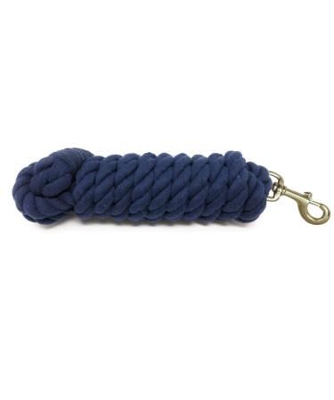 TrustBreech-Made in USA-Solid Cotton Lead Rope for Horses & Livestock 10 Foot Long and 5/8 inch (16MM) Thick - Replaceable Heavy-Duty Satin Bolt Snap  Handmade  Soft Dark grey blue