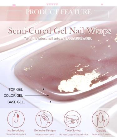 Semi Cured Gel Nails Strips 20 Stickers Nail Wraps Soft Self-Adhesive Gel Nail Stickers Salon-Quality Gel Nail Strips for Nails French Tip Manicure UV/LED Lamp Required (Garden-271) - Buy Online on GoSupps.com