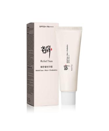 Relief Sun Organic Korean sunscreen SPF50+ PA++++ Riceand Probiotics | Korean Skin Care Solution for All Skin TypesNourishing Skin Protection and UV Def(1PCS)
