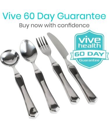 Vive Weighted Utensils Set - Parkinson Spoon, Fork, Knife - Heavy 7 oz Stainless Steel Silverware for Hand Tremors - Adults, Elderly, Pediatrics - Buy Online on GoSupps.com