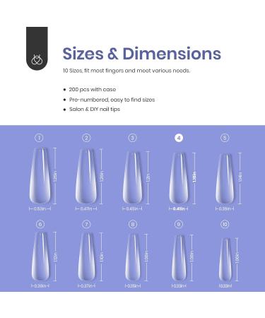 Beetles Gel Tips Refill Pack 200pcs Coffin Long Shape | Clear Pre-shaped Full Cover False Nails | Easy Nail Extensions for Acrylic & Press On | Fast DIY Nail Art with UV LED Lamp - Buy Online on GoSupps.com