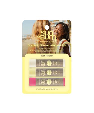 Sun Bum SPF 30 Sunscreen Lip Balm | Vegan and Cruelty Free Broad Spectrum UVA/UVB Lip Care with Aloe and Vitamin E for Moisturized Lips | Variety Pack |0.15 Ounce (Pack of 3) 3 Pack