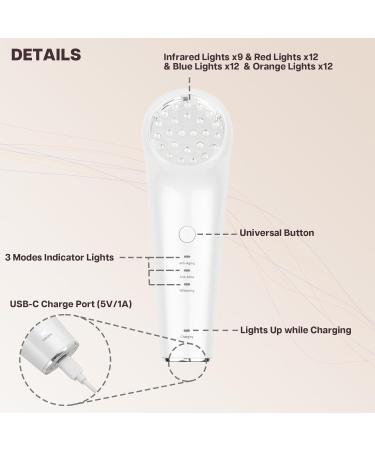 Vraiko Triple Glow Light Therapy Device - Handheld LED Anti-Aging & Rejuvenation for Face & Body | Achieve Natural Radiance - Buy Online on GoSupps.com