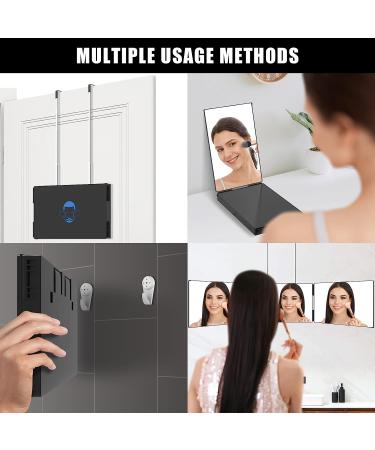 OLIBUY 3 Way Haircut Mirror for Shaver and Makeup - Height Adjustable Tri-fold Mirror for Self Haircut, Perfect Gift for Men or Women - Buy Online on GoSupps.com