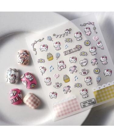 Kawaii Anime 5D Nail Art Stickers - Self-Adhesive Designs for Women & Girls - 3 Sheets - Buy Online on GoSupps.com