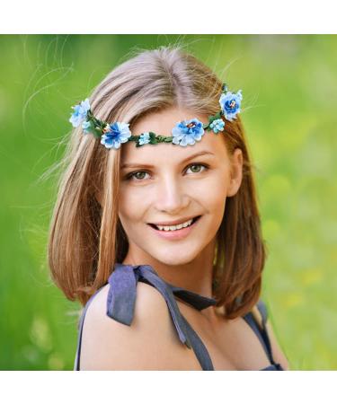 10 Pack Boho Flower Crown Headbands with Ribbon - Wedding Bridal Tiara and Hawaiian Party Accessories for Kids, Women, Girls - Buy Online on GoSupps.com