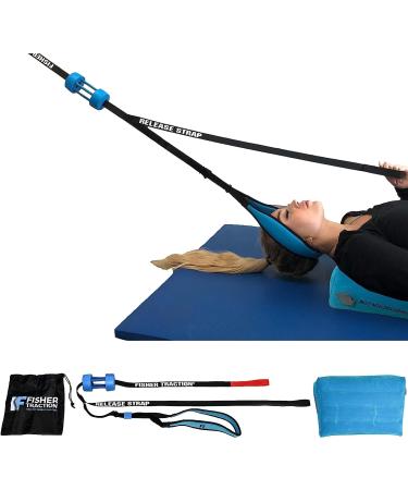 Fisher Traction® Neck Discomfort & Headache Relief Device | Neck Traction for Pinched Nerves & Disc Bulges | Cervical Traction Device | Mobile Neck Decompression and Neck Stretcher Neck Unit w/Wedge