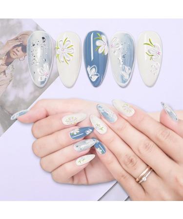 Woration Flower Self-Adhesive Nail Art Sticker Supplies 5D Embossed Exquisite Pattern Acrylic DIY Accessories Nail Decals Decoration White Camellia Flower Design Style C - Buy Online on GoSupps.com
