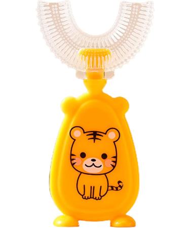 Liquid Silicone Soft Bristle Brush Head Standing Infant Toothbrush Convenient Baby Toothbrush Safe Use Silicone 360 Degree U-shaped Baby Tooth Brush for Daily Use Yellow Large Large Yellow - Buy Online on GoSupps.com