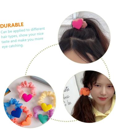 FRCOLOR Girl Hair Ties Heart Ruffled Hair Tie Heart Charm Hair Tie hair Women Scrunchies hair ties for girls scrunchies for women Ponytail Holders women's sweet cloth hair - Buy Online on GoSupps.com