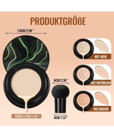 CC Cr me BB Cr me Fond De Teint Cover Concealer T te De Champignon Coussin D'air Cc Creme Pour Une Apparence Sans D faut Un Ton De Peau Uniforme claircir (Couleur nue 1) Couleur nue 1 g (Lot de 1) - Buy Online on GoSupps.com