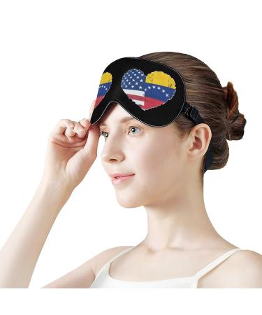 Venezuela USA Flag Heart Sleep Mask - Adjustable Strap for Light Blocking - Ideal for Travel, Nap - Men Women - Buy Online on GoSupps.com