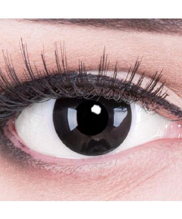 Funnylens 1 pair of colored black black crazy fun black out contact lenses with strength -5.00 and + container from funnylens.Perfect for Halloween carnival carnival or carnival.