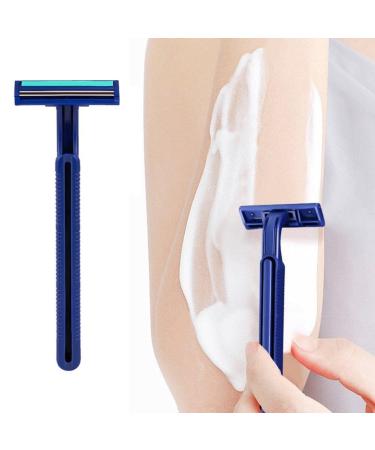 Wudaizhi men's razor 10PCs portable manual beard trimmer practical traveler lasis with a long handle razor for the home hotel blue
