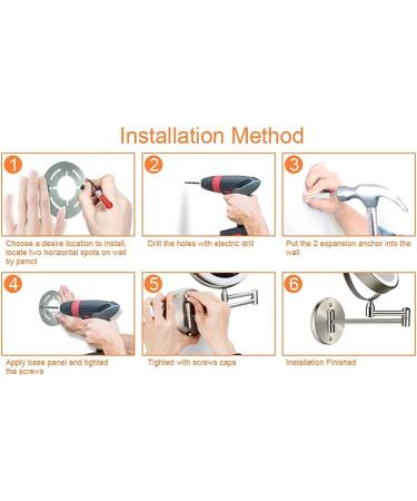 QUR 8In Chargeable Vanity/Bathroom Double Side Mirror 1X/10X Enlarge LED&3Color Temp Touch Screen 360 Rotat C - Buy Online on GoSupps.com
