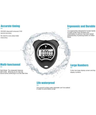Digital Sports Stopwatch Timer - Handheld Chronograph with Alarm & Calendar for Swimming Football | Shockproof Coaching & Referee Equipment - Black - Buy Online on GoSupps.com