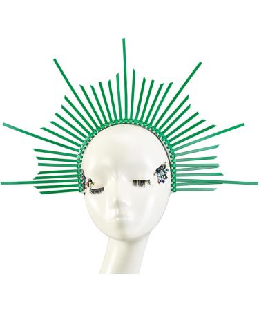 amangul Women Halos Crowns Headband Spiked Tiaras Hair Accessories Headpiece Headdress for Cosplays Halloween Party(Green) - Buy Online on GoSupps.com
