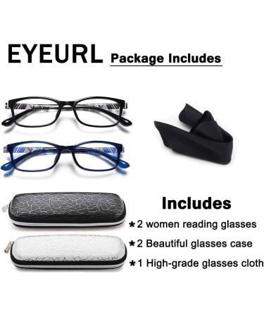EYEURL 2.50 Reading Glasses for Men & Women - 2 Pack Blue Light Blocking Rectangular Frames Anti-Glare Stylish Prescription Eyewear - Lightweight Blue & Black - Buy Online on GoSupps.com