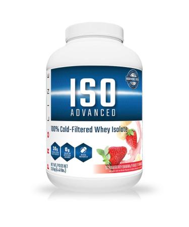Pro Line Iso Advanced Whey Protein Isolate | 30 Grams Microfiltered Whey Isolate Protein | Sugar Free Low Fat Low Lactose Soy Free Whey Protein Powder (4.4LB Strawberry Banana) Strawberry Banana 4.4LB