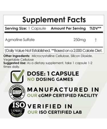 Nootropics Depot Agmatine Sulfate Capsules 250mg | 240 Count | Energy & Workout Recovery Supplement | Boost Nitric Oxide & Physical Strength - Buy Online on GoSupps.com