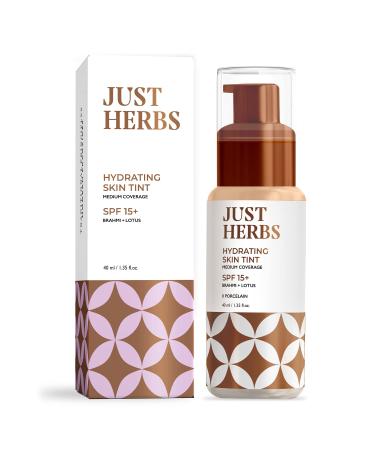 Just Herbs Natural Skin Tint Foundation  BB Cream with Brahmi for Medium Coverage - Non- Cakey & Lightweight  Shade-0 Porcelain  1.35 fl oz