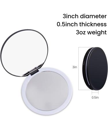Travel-friendly Compact Lighted Makeup Mirror with 1x/2x Magnification, LED Lighting & 4Pcs Tweezers Set - Rechargeable & Portable - Buy Online on GoSupps.com