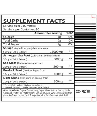 BIZYAC Organic Shilajit Gummies for Men and Women with Sea Moss & Ashwagandha 100% Himalayan Extract with 105+ Trace Minerals Burdock Root & Lion s Mane Vegan Sugar-Free 60 Gummies - Buy Online on GoSupps.com