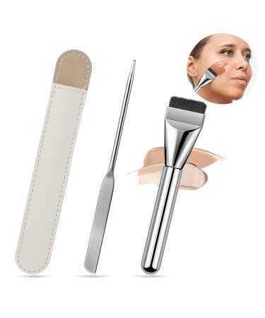 Liquid Foundation Brush and Stainless Steel Makeup Spatul Thin Blade Foundation Makeup Brush for Blending Cream Thin Foundation Brush Makeup Tool