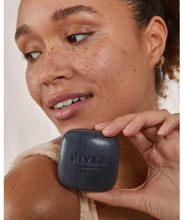 NIVEA Naturally Clean Deep Cleansing Solid Face Scrub 75g 100% natural facial peeling with activated charcoal and citric acid Cleansing facial scrub with vegan formula - Buy Online on GoSupps.com