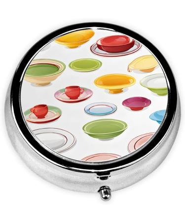 Mid Century Modern Mini Round Pill Box | 3 Compartment Travel Pill Organizer | Portable Medicine Case for Home & Office - Buy Online on GoSupps.com