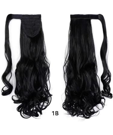 iLUU Ponytail Extension Long Curly Wavy Wrap Around Clip in Hair Extension 18 Inch Synthetic Hairpiece 100g Pony Tail Ponytail Hair Wig for Women - #1B Off Black #1B-off black - Buy Online on GoSupps.com