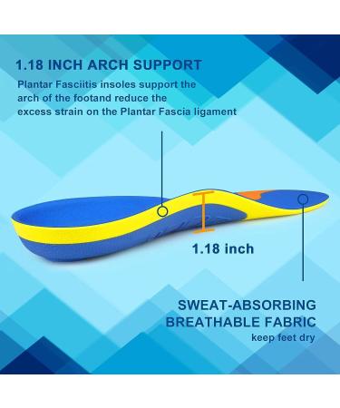 Gel Orthotic Arch Support Insoles for Plantar Fasciitis & Heel Pain Relief - Standing All Day Comfort - Blue - M (Men 9-10.5/Women 10-11.5) - Buy Online on GoSupps.com
