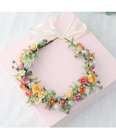 Buy Yellow Flower Crown Headband - Artificial Floral Wreath & Hair Garland for Brides | International Shipping - Buy Online on GoSupps.com